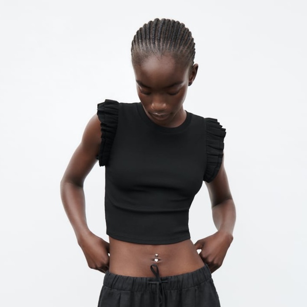 Zara Ruffled Sleeve Top